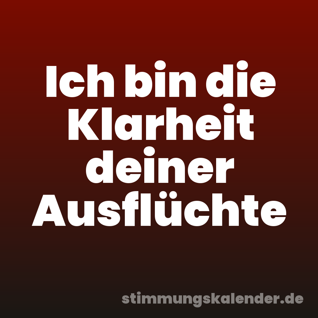 Ich bin die Klarheit deiner Ausflüchte
