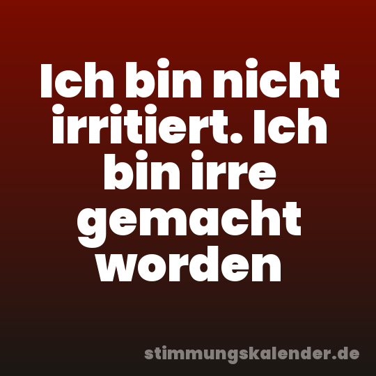 Ich bin nicht irritiert. Ich bin irre gemacht worden