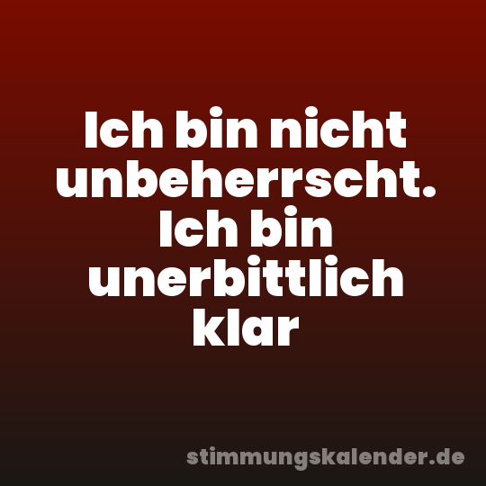 Ich bin nicht unbeherrscht. Ich bin unerbittlich klar