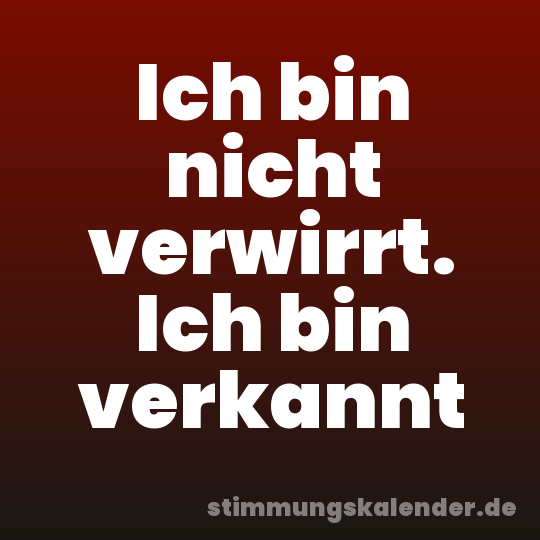 Ich bin nicht verwirrt. Ich bin verkannt