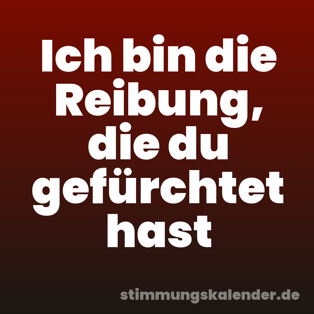 Ich bin die Reibung, die du gefürchtet hast