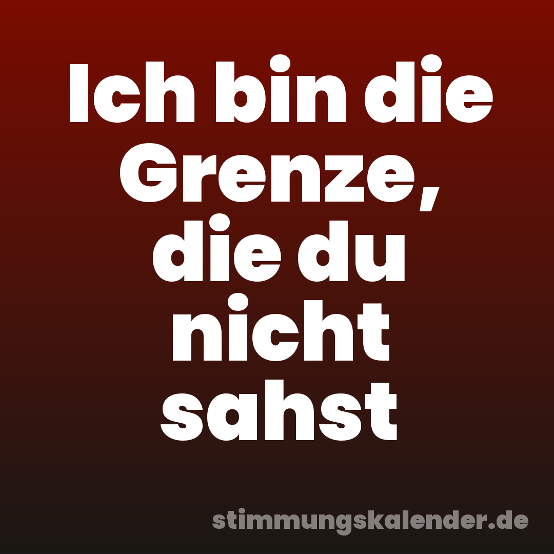Ich bin die Grenze, die du nicht sahst