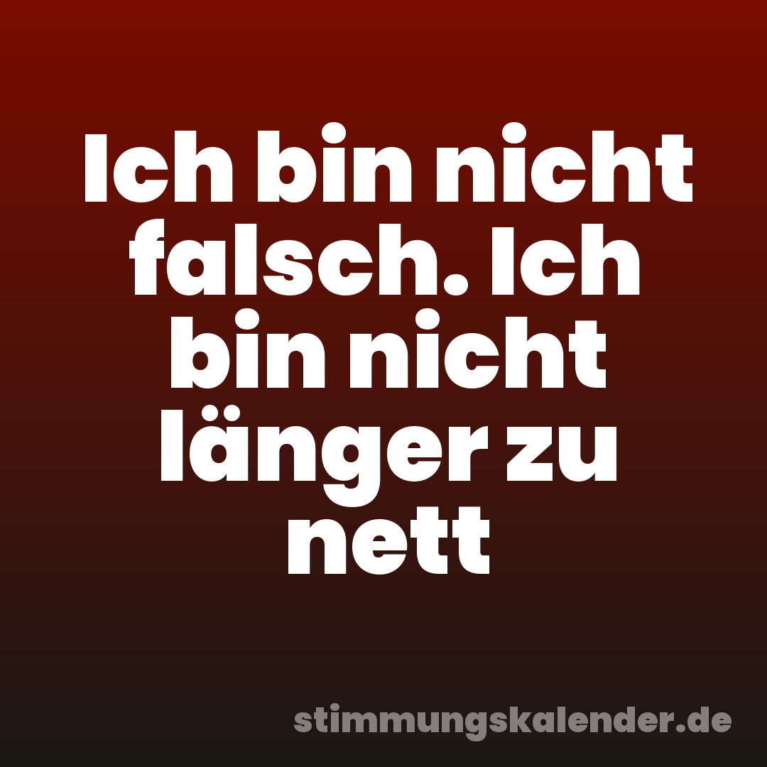 Ich bin nicht falsch. Ich bin nicht länger zu nett