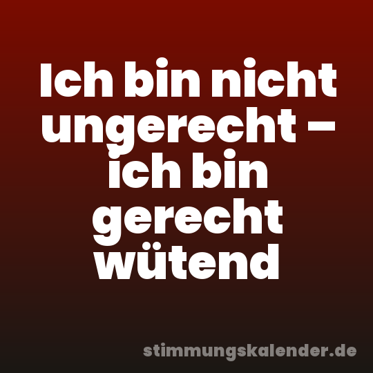 Ich bin nicht ungerecht – ich bin gerecht wütend