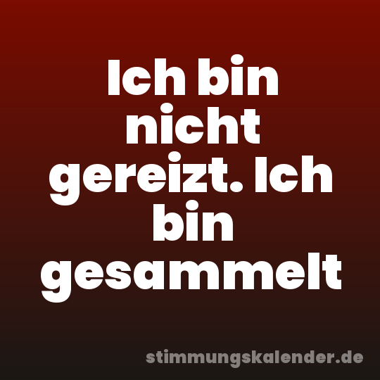 Ich bin nicht gereizt. Ich bin gesammelt