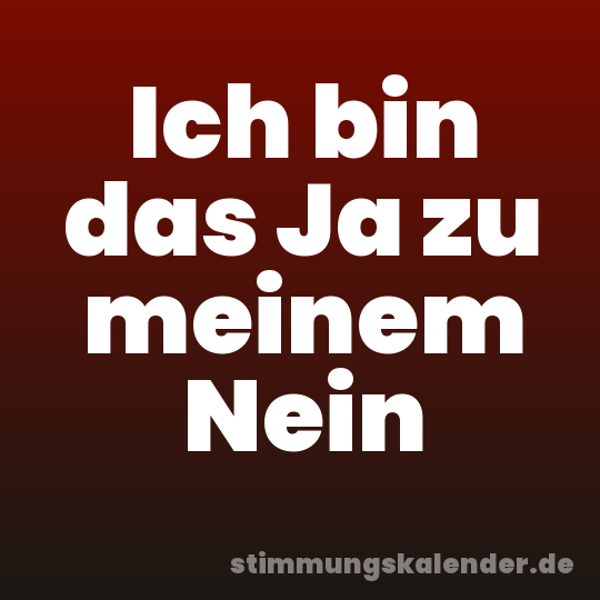 Ich bin das Ja zu meinem Nein