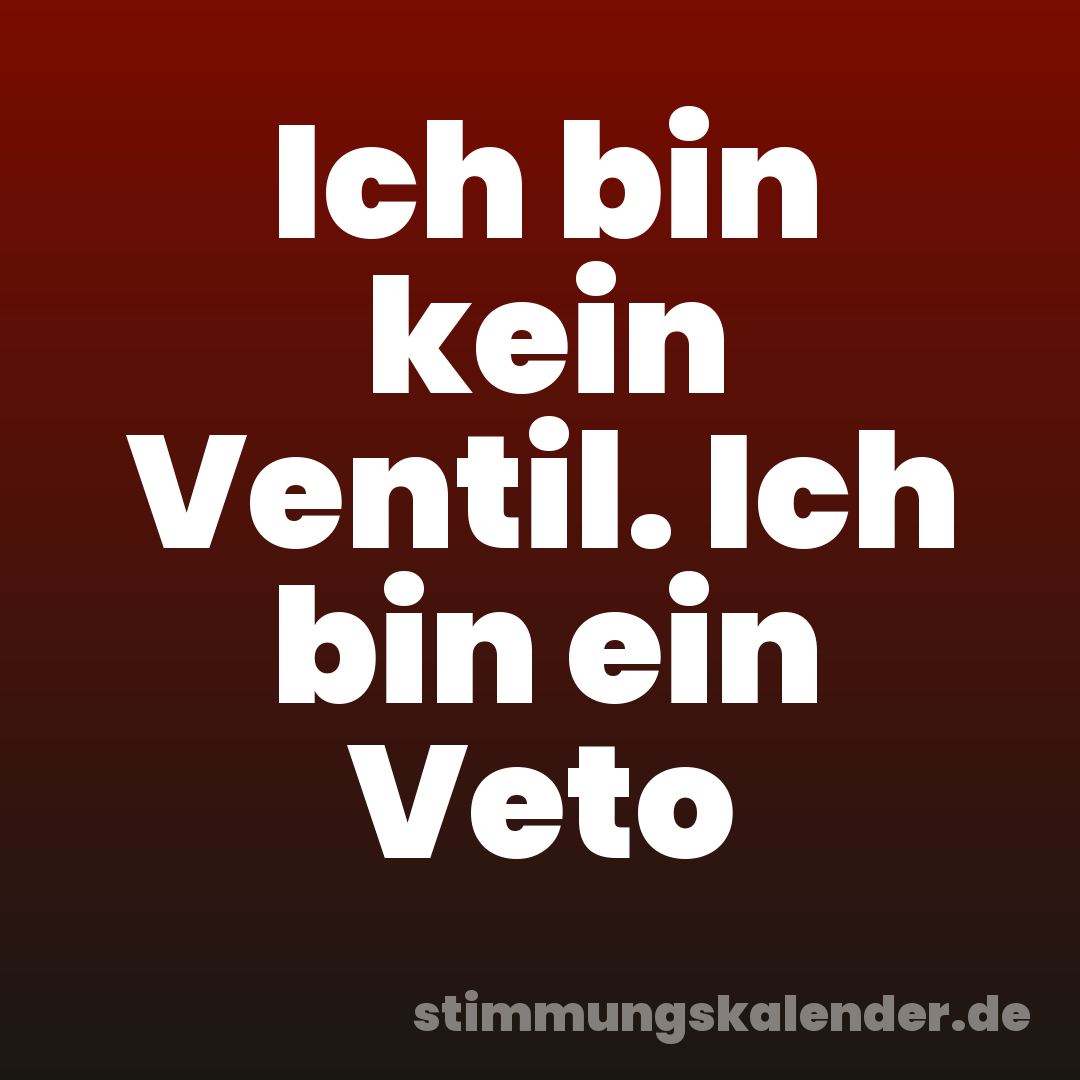Ich bin kein Ventil. Ich bin ein Veto