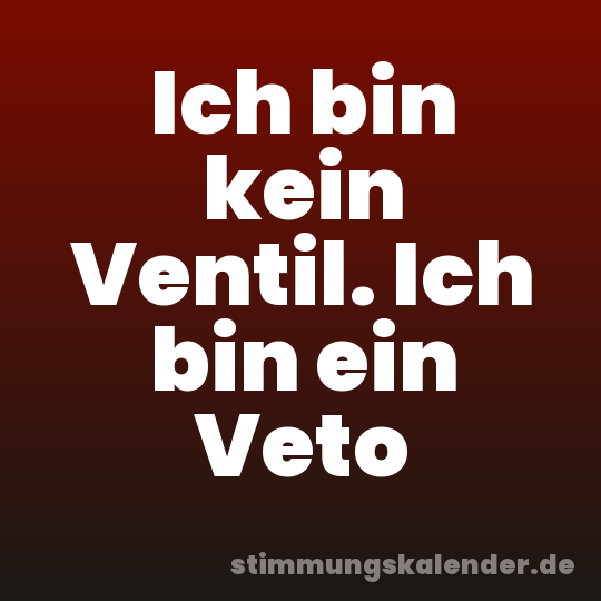 Ich bin kein Ventil. Ich bin ein Veto