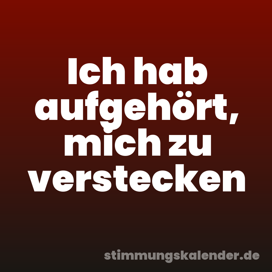 Ich hab aufgehört, mich zu verstecken