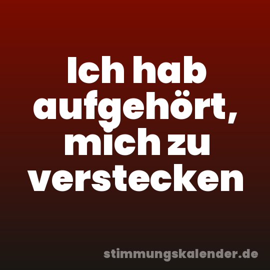 Ich hab aufgehört, mich zu verstecken