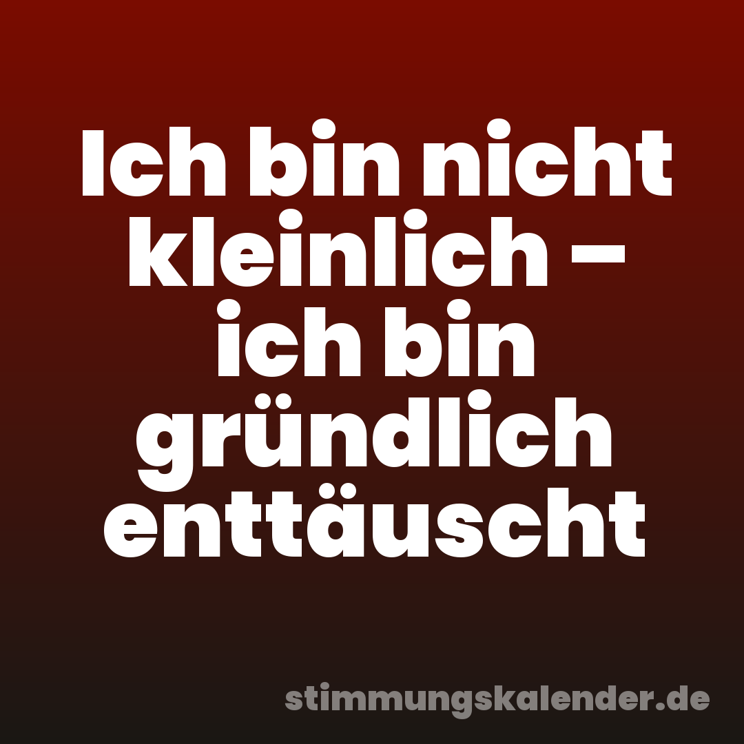 Ich bin nicht kleinlich – ich bin gründlich enttäuscht
