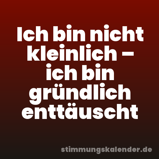 Ich bin nicht kleinlich – ich bin gründlich enttäuscht
