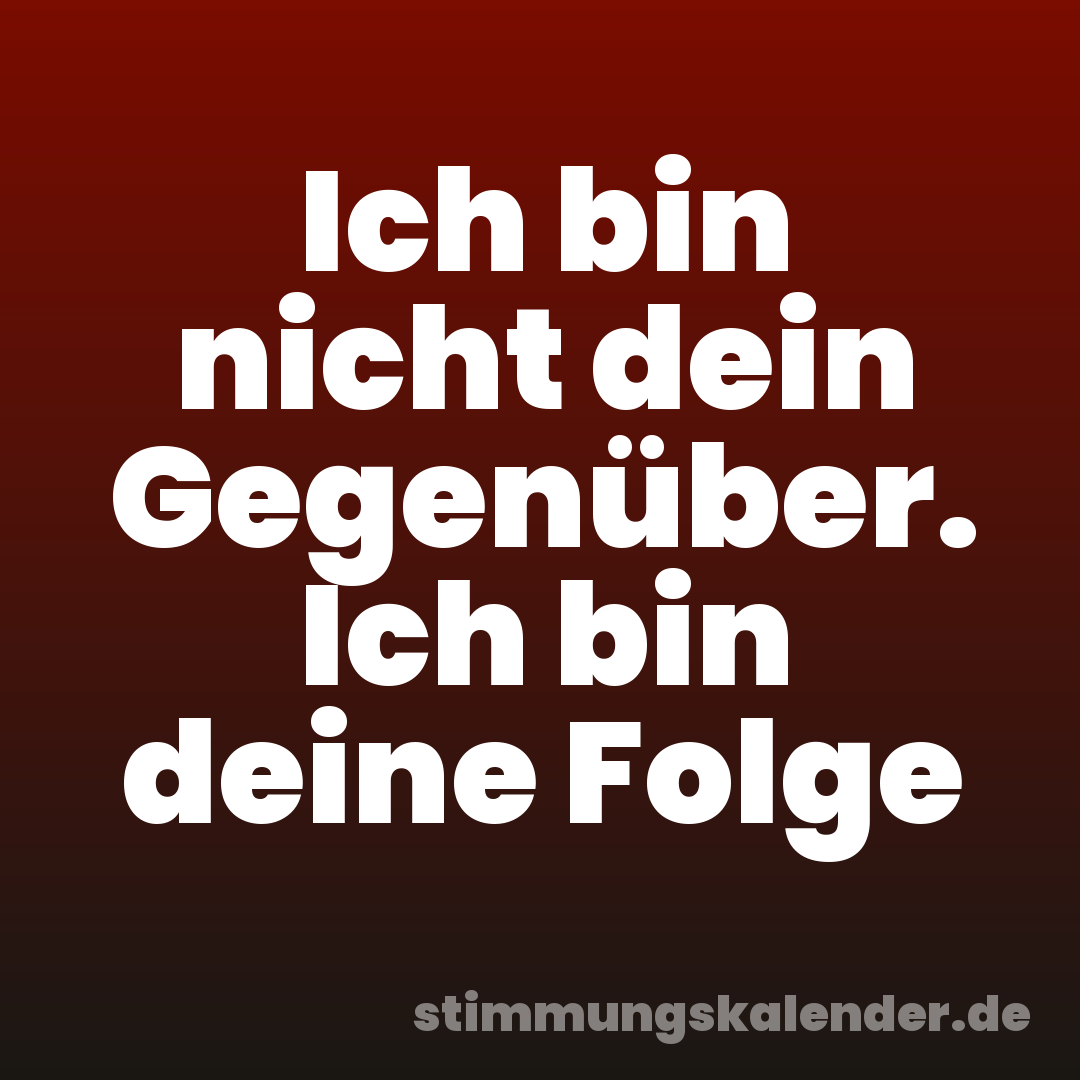 Ich bin nicht dein Gegenüber. Ich bin deine Folge