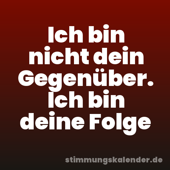 Ich bin nicht dein Gegenüber. Ich bin deine Folge