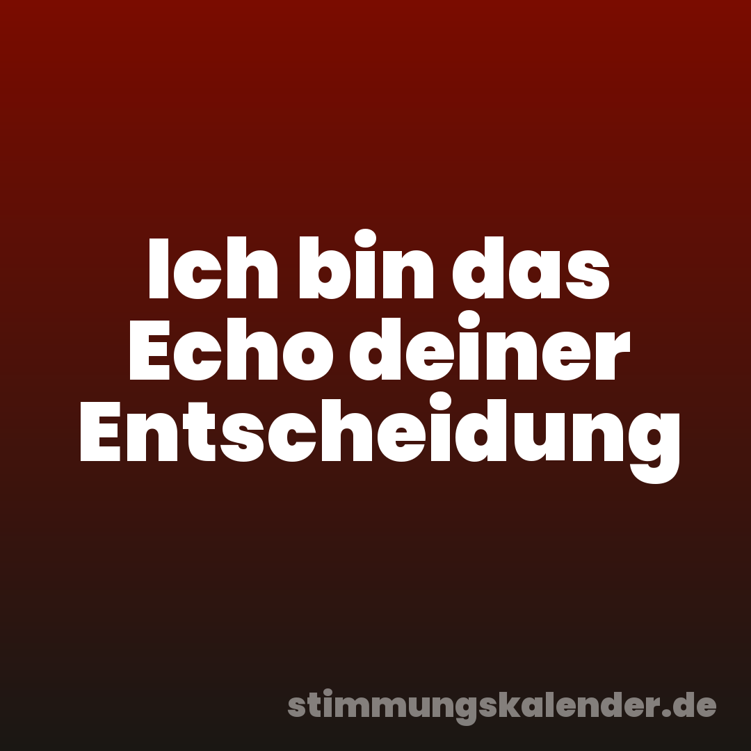 Ich bin das Echo deiner Entscheidung