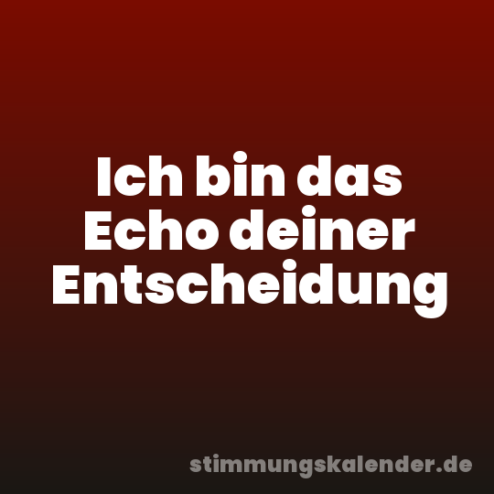 Ich bin das Echo deiner Entscheidung