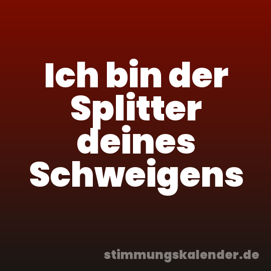 Ich bin der Splitter deines Schweigens