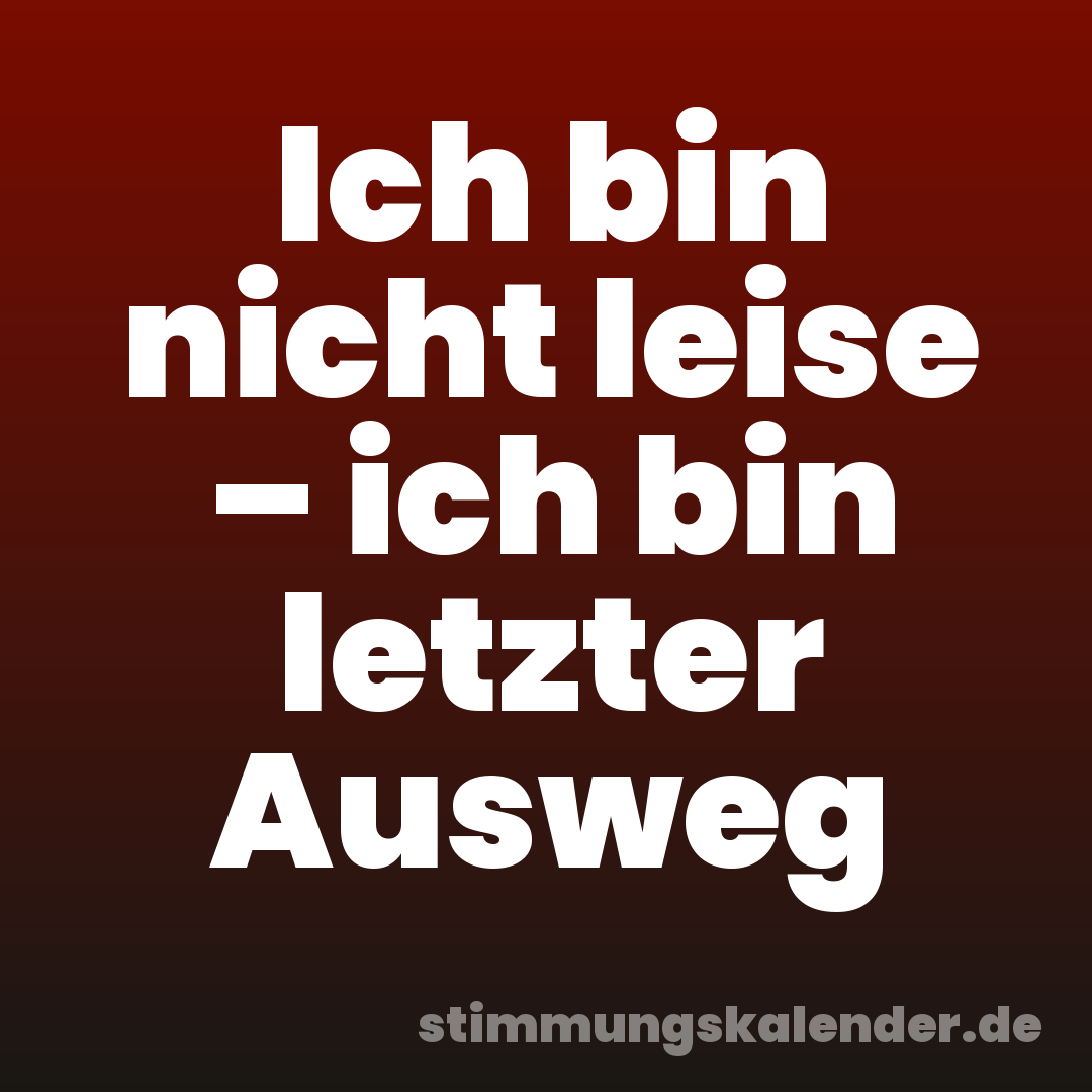 Ich bin nicht leise – ich bin letzter Ausweg