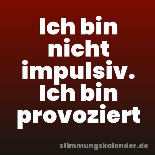 Ich bin nicht impulsiv. Ich bin provoziert