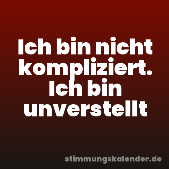 Ich bin nicht kompliziert. Ich bin unverstellt