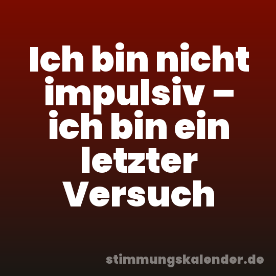 Ich bin nicht impulsiv – ich bin ein letzter Versuch