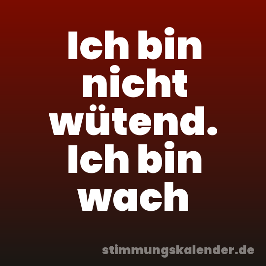 Ich bin nicht wütend. Ich bin wach