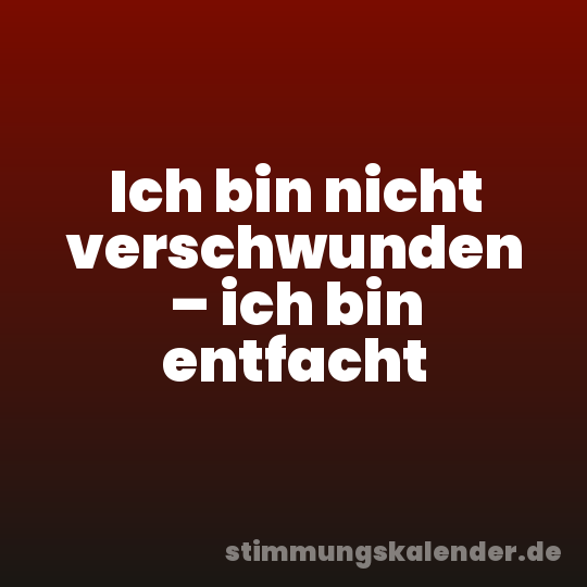Ich bin nicht verschwunden – ich bin entfacht