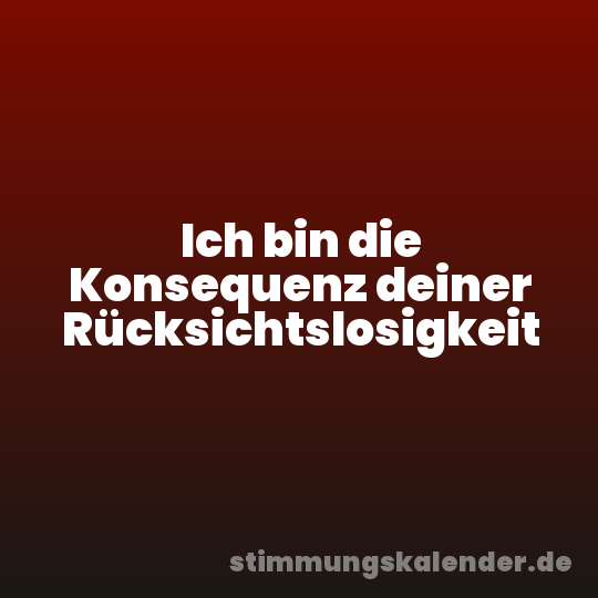 Ich bin die Konsequenz deiner Rücksichtslosigkeit