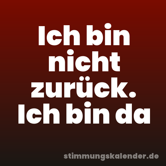 Ich bin nicht zurück. Ich bin da