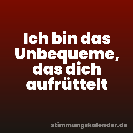 Ich bin das Unbequeme, das dich aufrüttelt