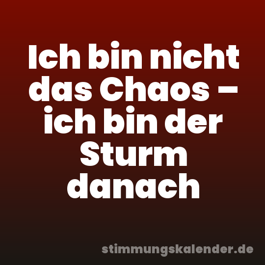 Ich bin nicht das Chaos – ich bin der Sturm danach