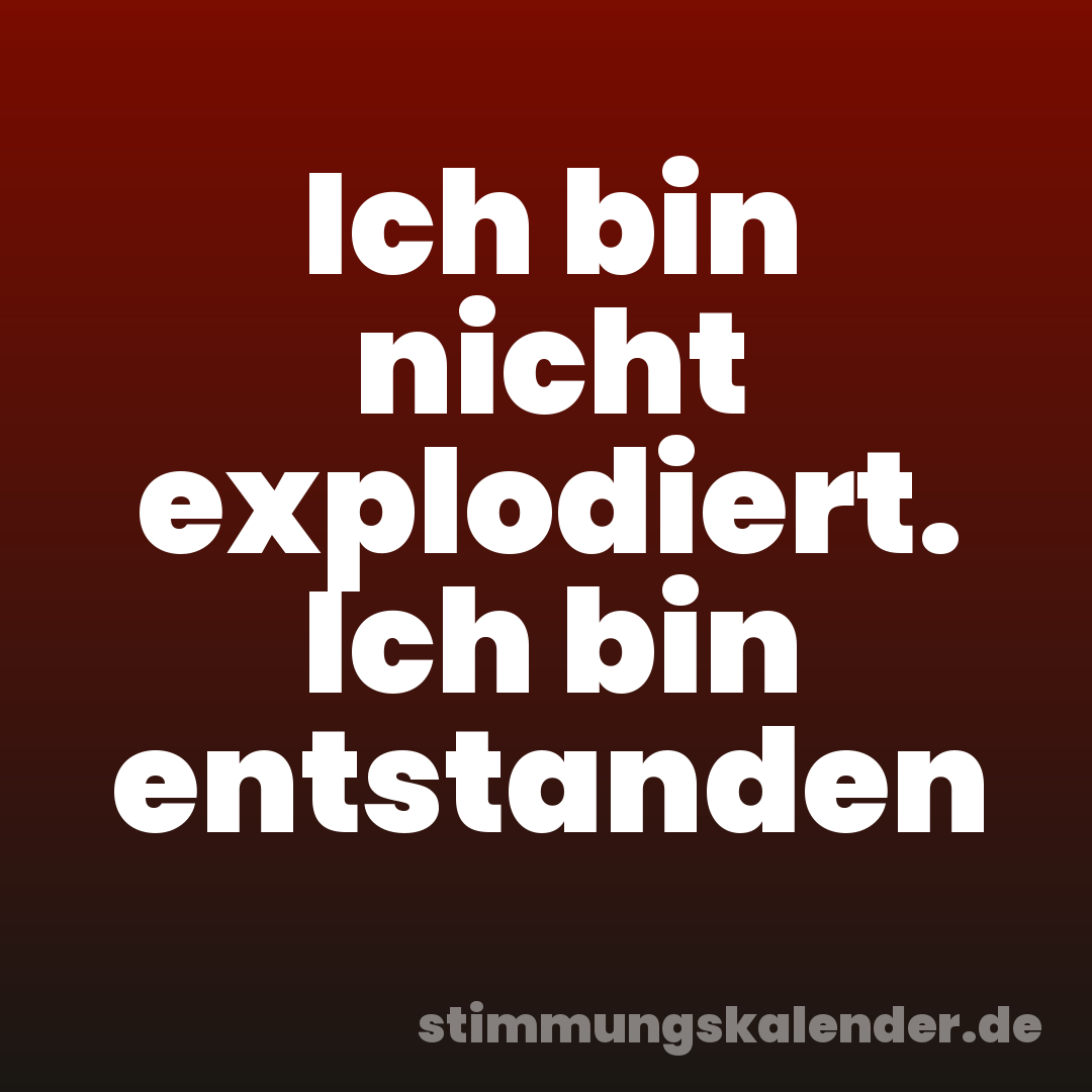Ich bin nicht explodiert. Ich bin entstanden