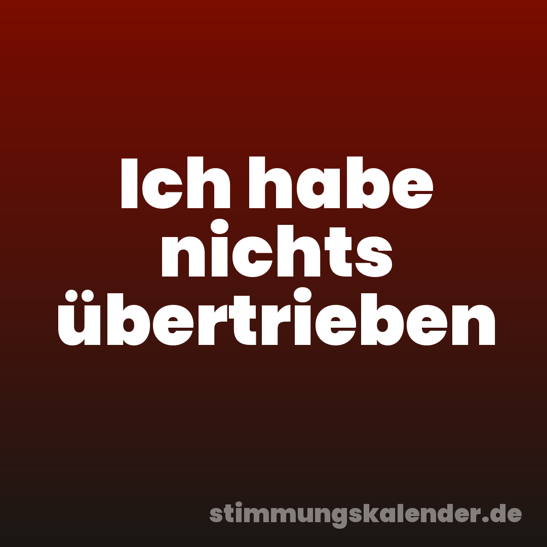 Ich habe nichts übertrieben