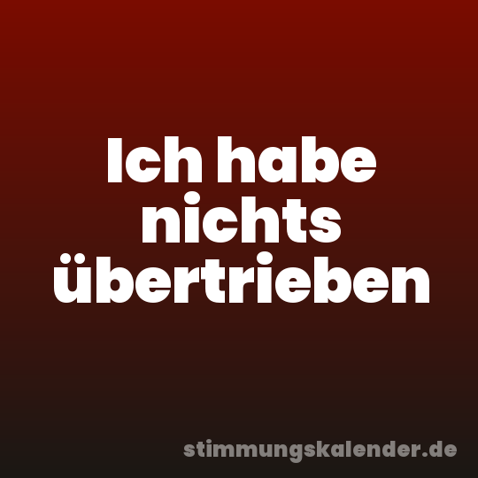 Ich habe nichts übertrieben