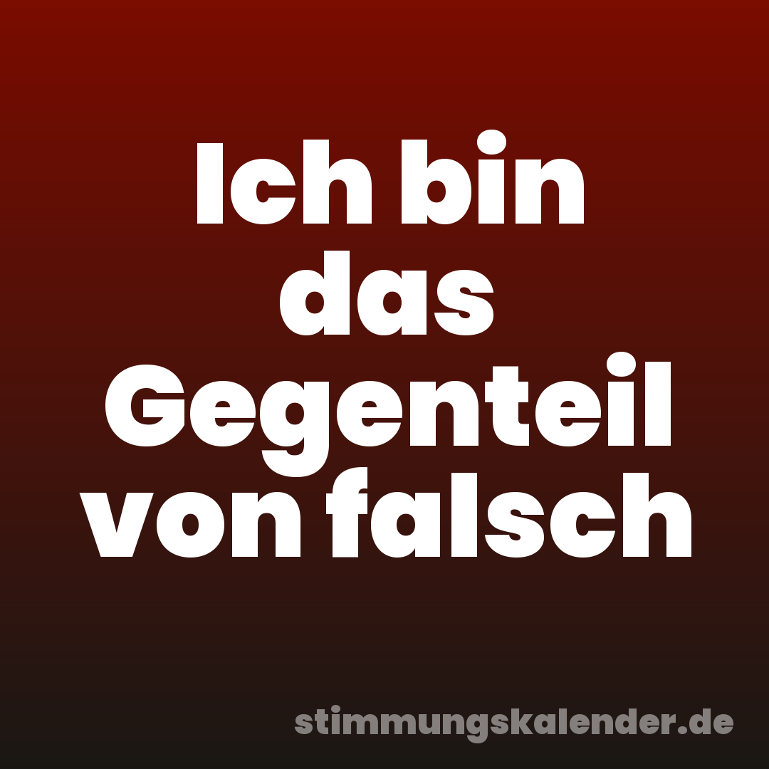 Ich bin das Gegenteil von falsch