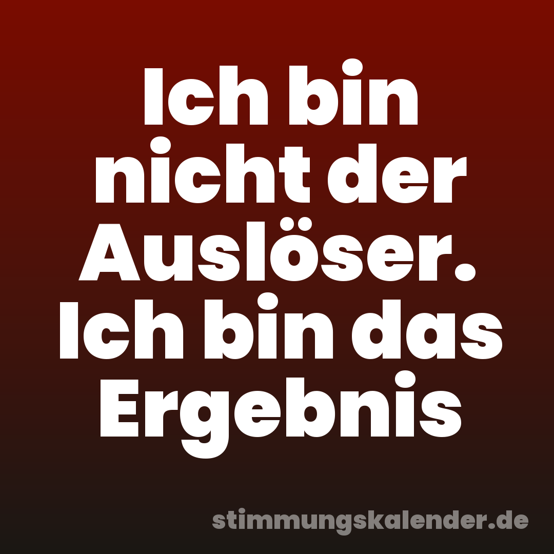 Ich bin nicht der Auslöser. Ich bin das Ergebnis