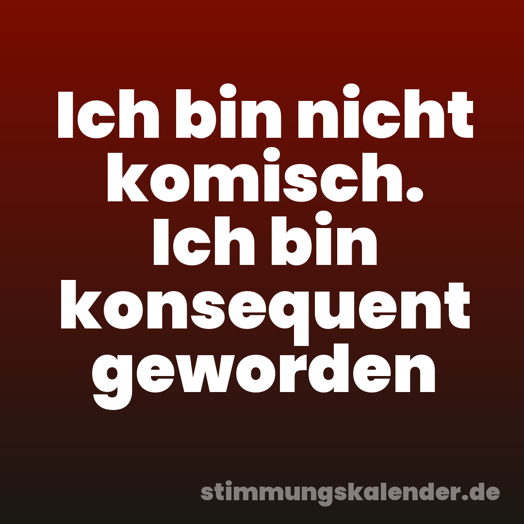 Ich bin nicht komisch. Ich bin konsequent geworden