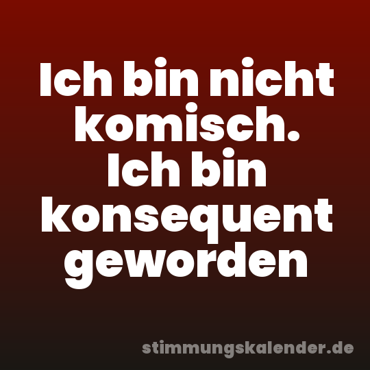 Ich bin nicht komisch. Ich bin konsequent geworden