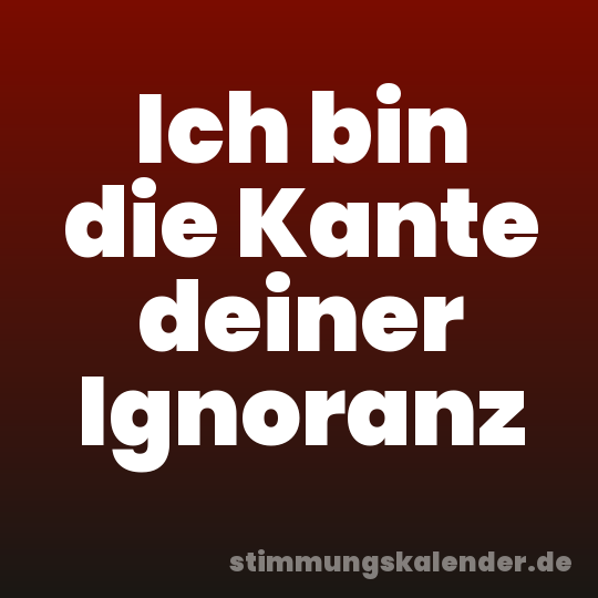 Ich bin die Kante deiner Ignoranz