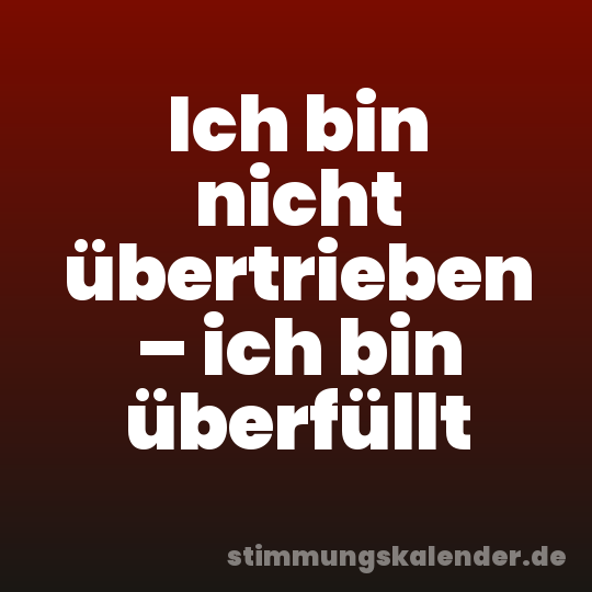 Ich bin nicht übertrieben – ich bin überfüllt