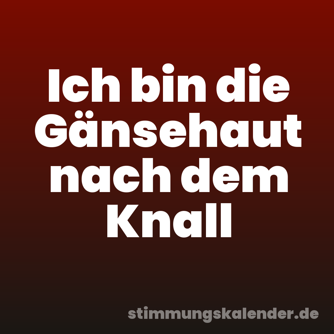 Ich bin die Gänsehaut nach dem Knall