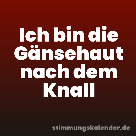 Ich bin die Gänsehaut nach dem Knall
