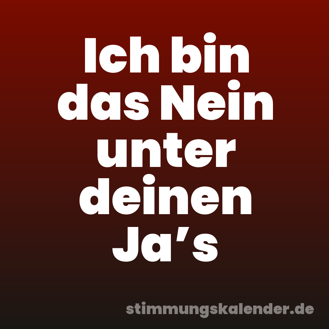 Ich bin das Nein unter deinen Ja’s