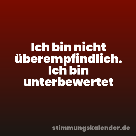 Ich bin nicht überempfindlich. Ich bin unterbewertet