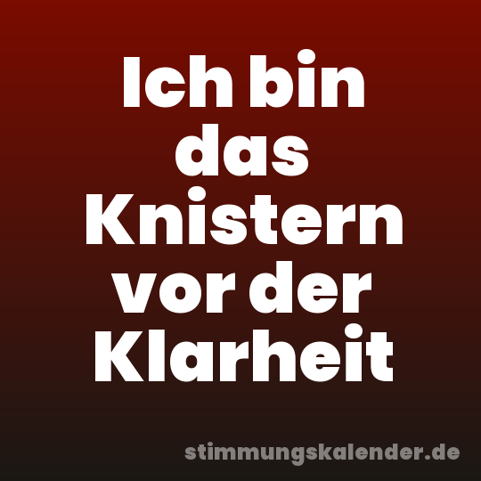 Ich bin das Knistern vor der Klarheit