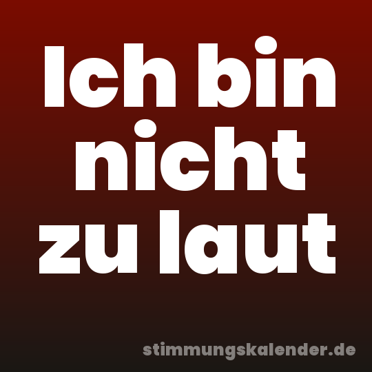 Ich bin nicht zu laut