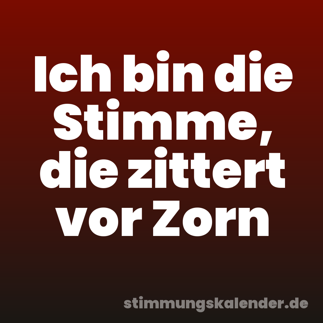 Ich bin die Stimme, die zittert vor Zorn