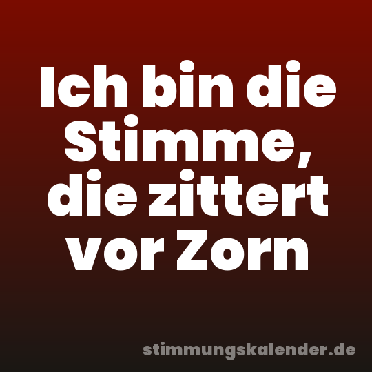 Ich bin die Stimme, die zittert vor Zorn