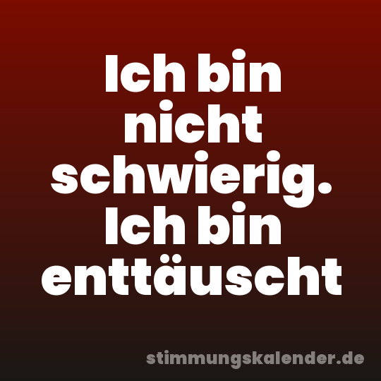 Ich bin nicht schwierig. Ich bin enttäuscht