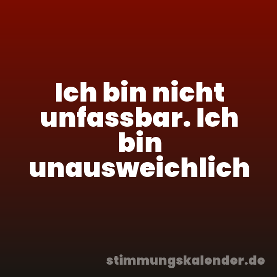 Ich bin nicht unfassbar. Ich bin unausweichlich